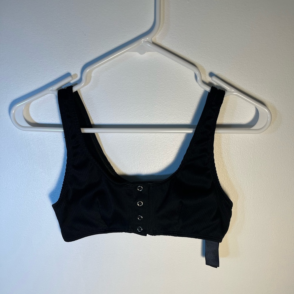 TopShop Ribbed Button Up Bralette - Black - Size US6 / UK10 / EU38